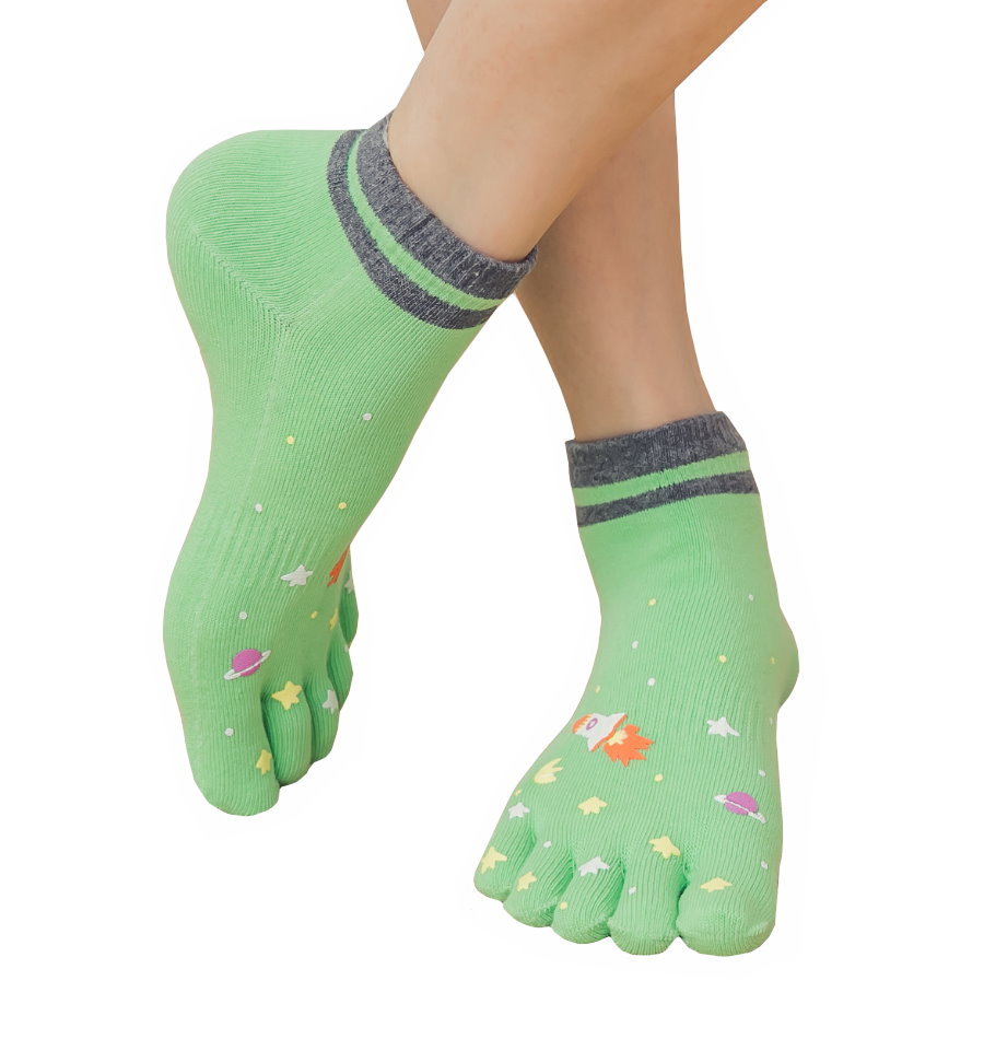 Women Cotton Anti-Odor & Bacterial Toes Socks - rocket printed